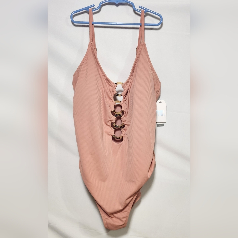 Pink Cut Out Time And Tru 1 Piece Swimsuit-Size XL